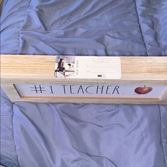 Rae Dunn number one teacher wooden sign! - Picture 3 of 5